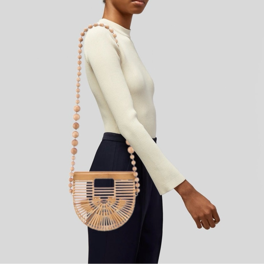 Cult Gaia Tan Bamboo Crossbody Bag